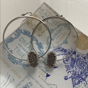 Kendra Scott Silver Platinum Drusy Elora Hoops